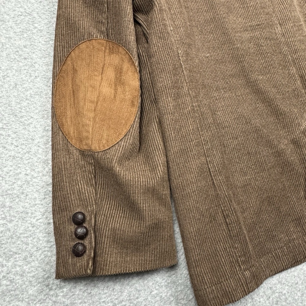 LL Bean Corduroy Blazer Mens 44R Elbow Patches Coat Cotton Wool 0 FKL7 Brown - Picture 10 of 10